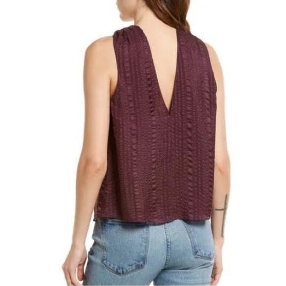 Frame Draped Textured Silk Halter Top in Cabernet size M (b11, b47) - Picture 3 of 7